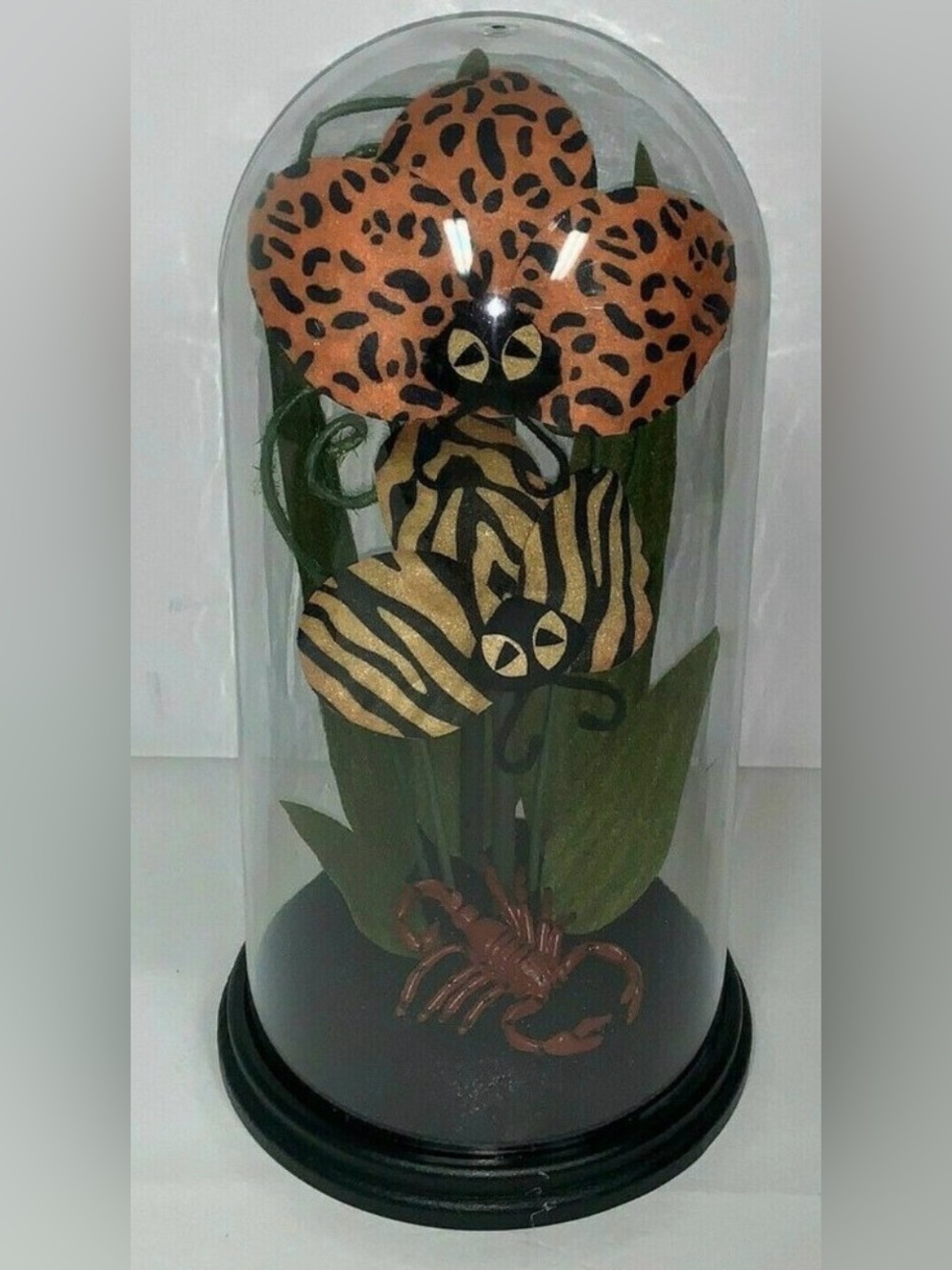 Hyde & EEK Boutique Animal Print Halloween Faux Creepy Plants Cloche Terrarium